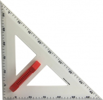 Zeichendreieck, 90°,45°,45°, Kunststoff weiß, Hypotenuse 50 cm, mit 4 Magneten, 